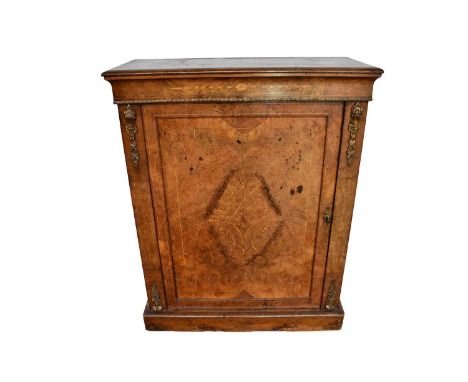 Victorian figured walnut and gilt metal mounted pier cabinet, enclosed by single door on plinth base, stencilled WHH to rear,