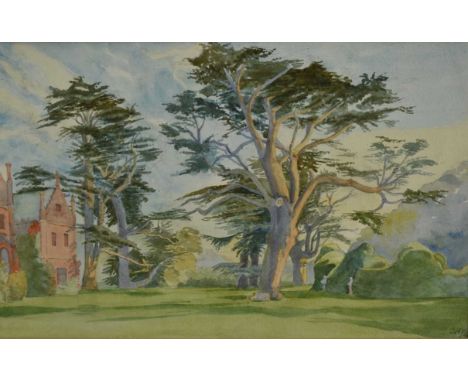 James William Lowther, 1st Viscount Ullswater (1855-1949) watercolour - 'Campsea Ashe', dated Oct. '46, 32cm x 51cm, in glaze