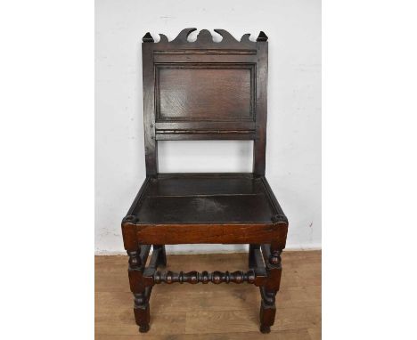 17th century panelled side chair, on turned and block understructure 