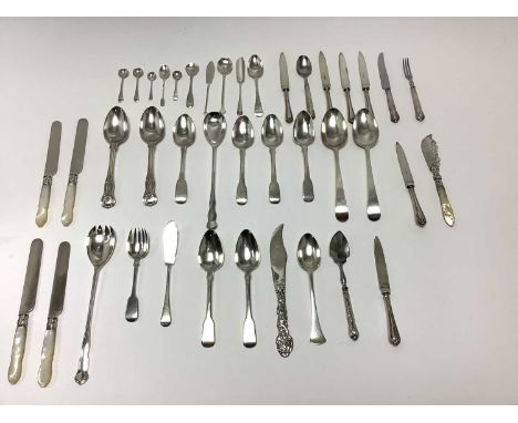 Selection of miscellaneous silver and silver handled cutlery, including a number of spoons and other items (various dates and