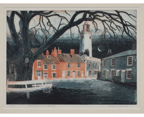 *Richard Bawden (1936-2024) signed limited edition etching and aquatint - 'East Green, Southwold', 10/85, inscribed in pencil