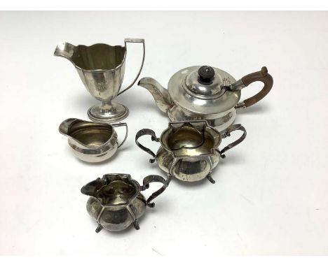 Selection of miscellaneous silver, including a teapot of compressed baluster form, an American silver cream jug, another crea