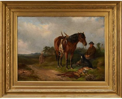 John Duvall (1816-1892) oil on canvas - The Sportsman's Bag, signed, 38cm x 51cm, in gilt frameThe canvas has not been lined,
