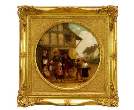 Thomas Smythe (1825-1906) pair of oils on canvas laid on panel - The Monkey Entertainer and The Punch &amp; Judy Show, 38cm t