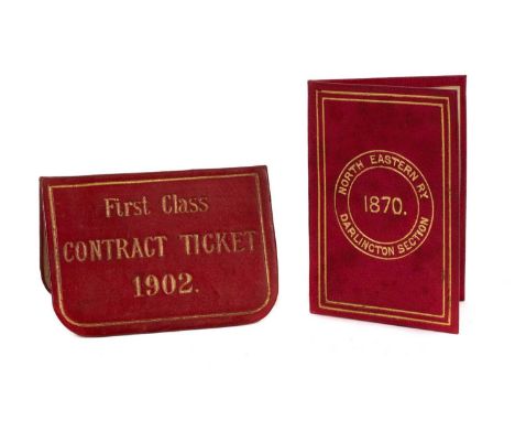 Victorian first class train travel season ticket for 1870 - North Eastern Railway - Darlington section, together with another
