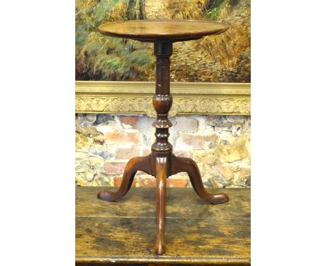 A 19th century mahogany tripod table with circular tilt top, 45 cm dia x 71 cm high