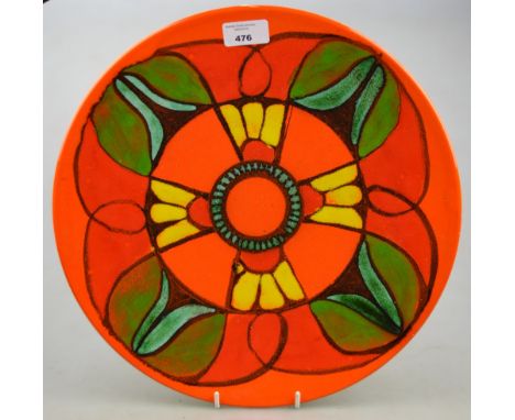 A Poole Pottery 'Delphis' charger, c. 1970's, 35 cm dia. Condition Report Good condition