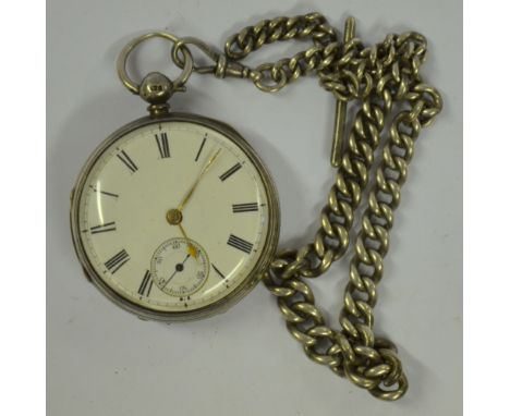 A Victorian silver open-faced pocket watch with key-wind lever and fusee movement no.110490 by A. H. Drinkwater, Coventry, th