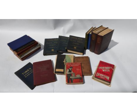 A selection of vintage watch-mending volumes including three Swiss Horology Federation official catalogues 1949/55 and two (1