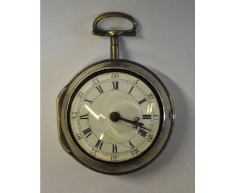 A George III silver pair-case watch with verge movement no.1629, by J. Johnson of London, the case by R P & C S, London 1789,