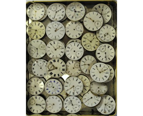 Fifty various pocket watch movements - mostly with enamel dials (all a/f)