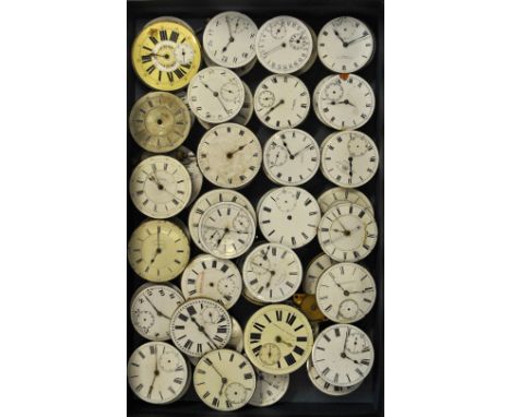 Fifty various pocket watch movements - mostly with enamel dials (all a/f)