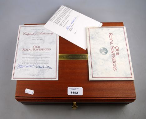 A Danbury Mint set of seventy silver gilt medallions in the 'Our Royal Sovereigns' series, in fitted box with two drawers Con