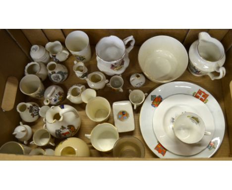 A collection of sixteen WH Goss crested wares and other factories relating to the Royal family, WWI peace, Exhibitions etc. (