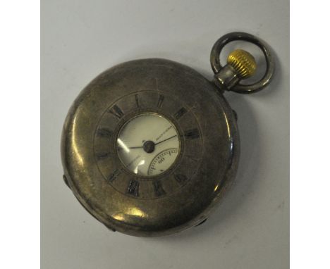 A late Victorian silver half-hunter pocket watch with top-wind movement by Penlington & Batty of Liverpool and Manchester, 'M