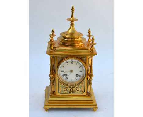 A fine quality 19th century champlevé enamelled ormolu mantel clock, probably by Barbedienne, the two train eight-day movemen