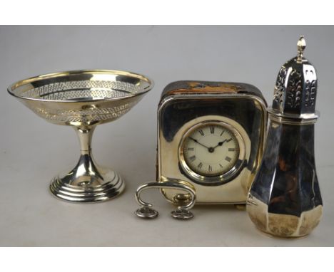 Edwardian silver octagonal baluster sugar caster, William Hutton & Sons Ltd., Sheffield 1902, to/w a pierced tazza, Birmingha