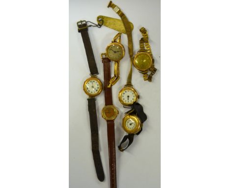 Six various ladies' vintage 9ct gold wristwatches (all a/f)