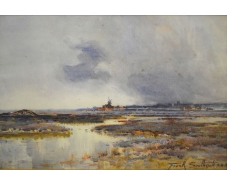 Frank Southgate RBA (1872-1916) - Fenlands with distant windmill, watercolour, signed lower right, 23 x 33 cm Condition Repor