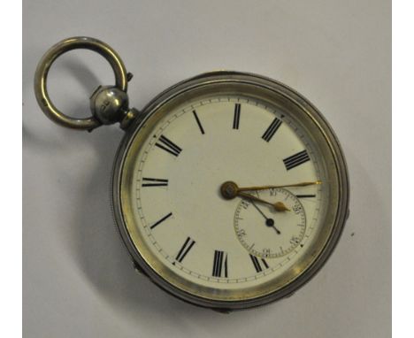 An Edwardian engraved silver open-faced pocket watch with keywind lever movement and enamel dial Condition Report Good, clean