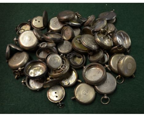 A quantity of various silver and white metal pocket-watch cases, etc., including a few with glasses, 47 oz gross weight