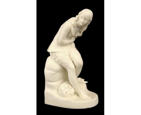 Minton Parian figure of Dorothea after John Bell, with JB seal mark and lozenge registration for 1847, impressed factory mark