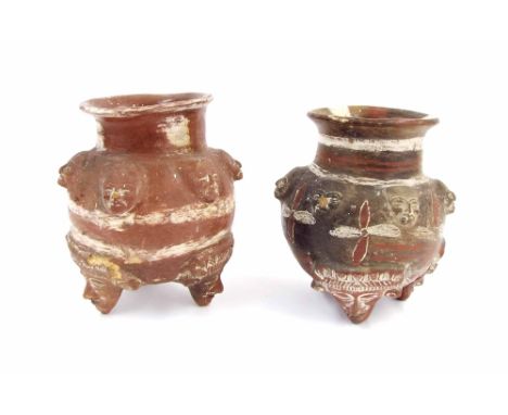 Pair of Pre Columbian Costa Rican, face footed tripod pots, ex. collection of Sir Thomas Beaumont Hohler (1871-1946) British 