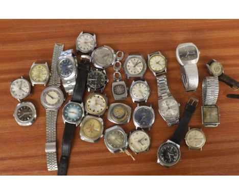 Selection of automatic stainless steel gentleman's wristwatches for repair to include Timex, Buler, MuDu, Talis, Citizen, Acc