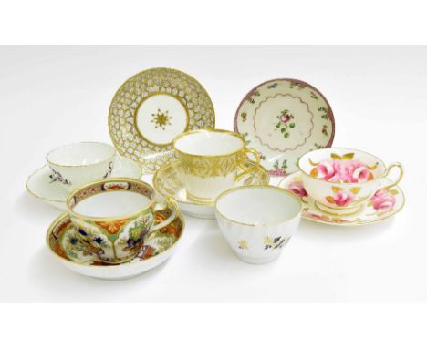 Selection of English early 19th century porcelain tea ware, to include Spode, New Hall, Chamberlains Worcester  (11)