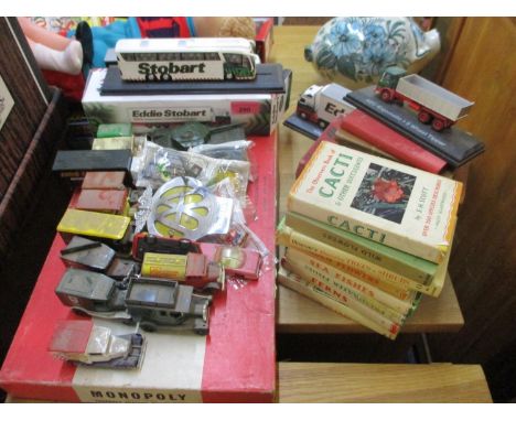 A Retro Monopoly board game, mixed books to include retro Observer factual books, mixed Eddie Stobart and die cast vehicles a