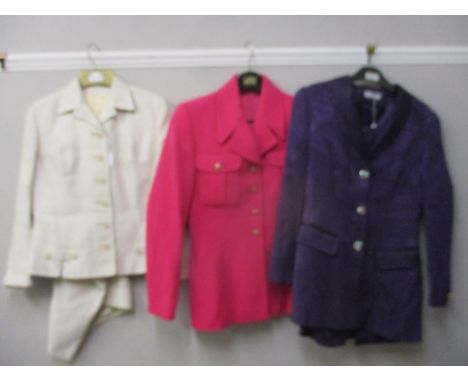 A Karl Lagerfeld ladies pink woollen jacket size 34, a vintage Mornasea skirt suit and a late 20th century Antoinette skirt s