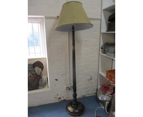 An early 20th century Japanned standard lamp with later shade 