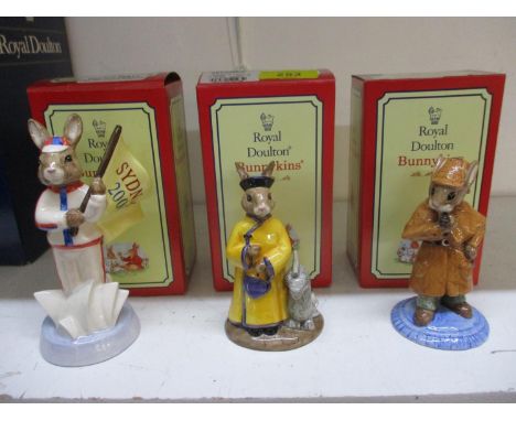 A collection of three 1990s Bunnykins models of rabbits, UK1 Ceramics Ltd, limited editions of 2500 comprising Athlete Bunnyk