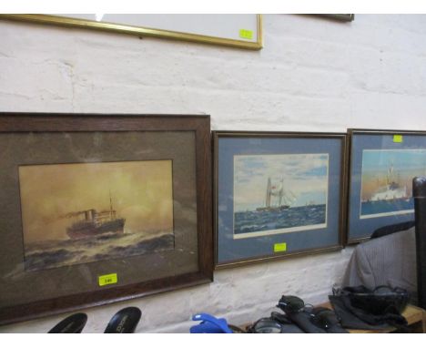 I Allsop - HMS Morea , a watercolour signed and dated 1922 in the lower left hand corner, mounted in an oak frame, together w