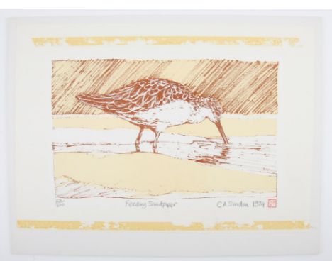 Chris Sinden (twentieth century), 'Feeding Sandpiper', limited-edition lithograph, signed, titled and numbered 23/200 in penc