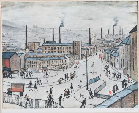 § Laurence Stephen Lowry (British, 1887-1976), 'Huddersfield', print, signed in pencil to margin and bearing Fine Art Trade G