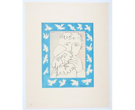 After Pablo Picasso (Spanish, 1881-1973), 'Blue Dove', offset lithograph, 39 x 49cm, with a second offset lithograph after th