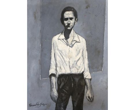 Pascal Fortunato de Souza (b. 1928), portrait of a young man, oil on board, signed lower left, 122 x 96cm. 