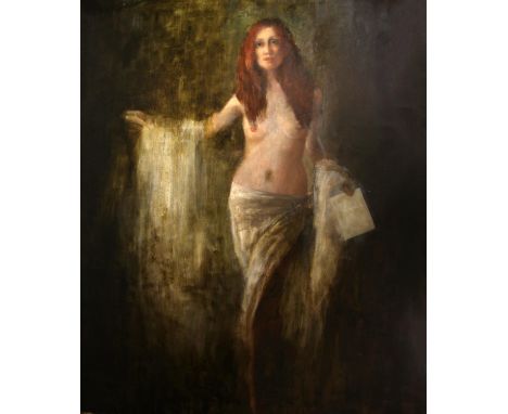 Pam Masco (American, 1953-2018), full-length portrait of a nude woman with red hair, oil on canvas, 182 x 152cm. 
