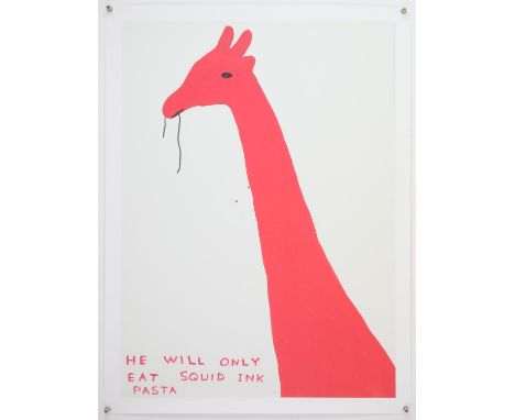 David Shrigley OBE (British, b. 1968), 'Untitled (He Will Only Eat Squid Ink Pasta'), 2019, offset lithograph in colours, ima