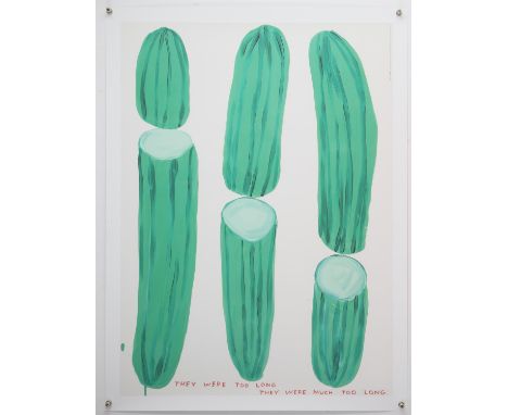 David Shrigley OBE (British, b. 1968), 'They Were Too Long', 2020, offset lithograph in colours, image size 54 x 74cm. 