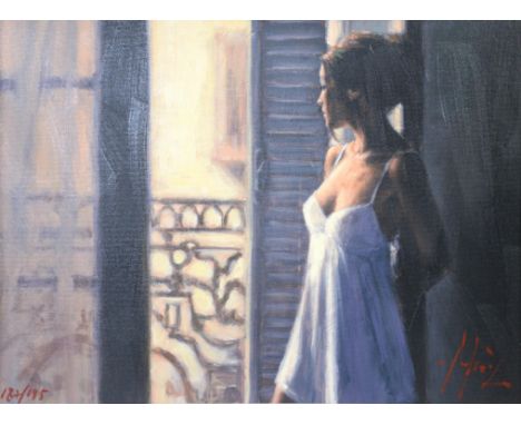 Fabian Perez (Argentinian, b. 1967), 'Balcony at Buenos Aires X', limited-edition print, ed. 187/195, framed, bearing certifi