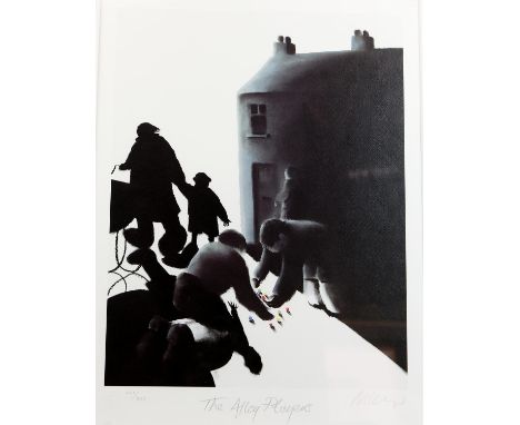 Mackenzie Thorpe (British, b. 1956), 'The Alley Players', limited-edition lithograph, signed and numbered 221/850 in pencil t