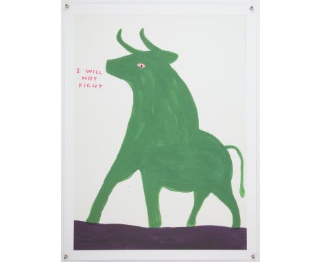 David Shrigley OBE (British, b. 1968), 'Untitled (I Will Not Fight)', 2020, offset lithograph in colours, image size 73 x 54c