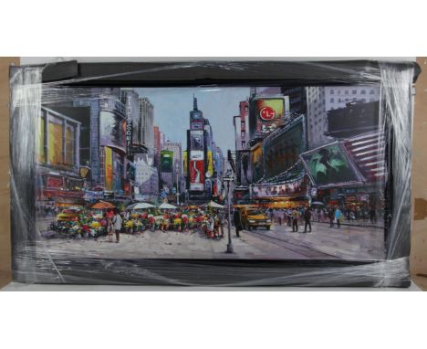 Henderson Cisz (b. 1960), 'Times Square in Bloom', limited-edition print on canvas, ed. 94/195, framed, 55 x 114cm.