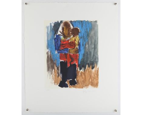 Josef Herman (1911-2000), 'Mother and Child'. Lithograph. Signed and numbered 110/150 in pencil to margin. Image size 37.5 x 
