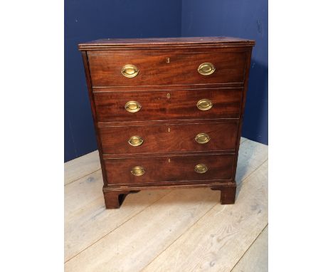 C19th mahogany commode appearing as a chest of 4 drawers