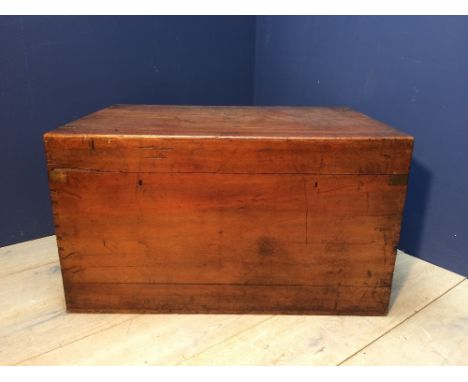 Large, antique mahogany, zinc lined trunk with hinged lid, 99Lx68Wx56Hcm