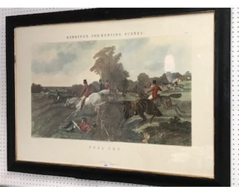 After J. F. Herring, large Hunting engraving entitled Full Cry, framed & glazed, 63.5x94cm