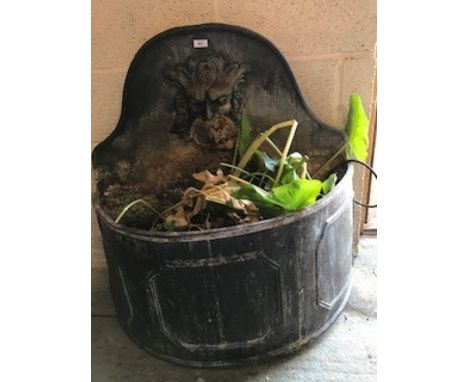 Traditional lead semi circular fountain trough with mask spout 80 cm dia